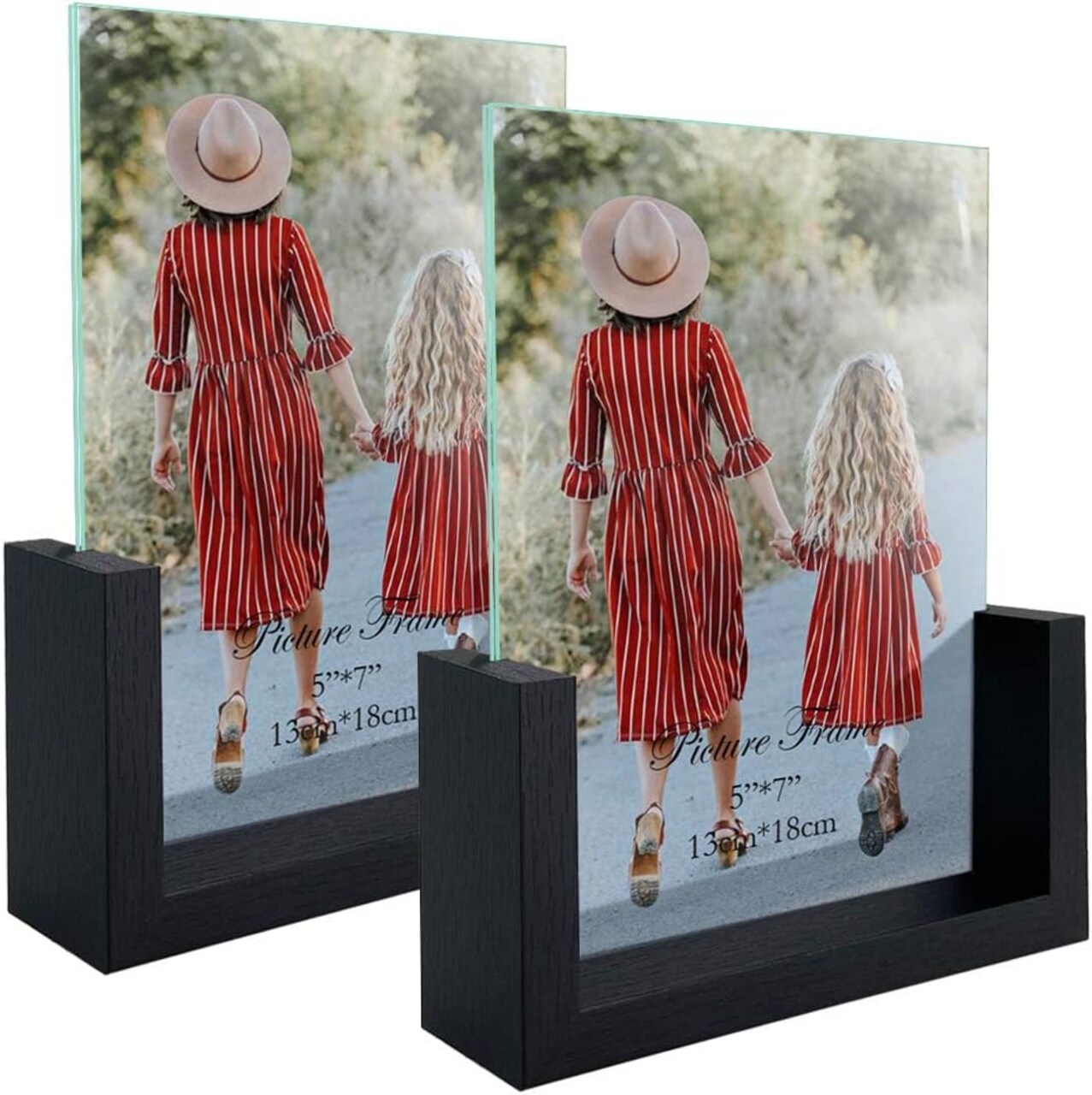 5x7 Picture Frame 2 Pack, Black Photo Frames with Tempered Glass Cover(Black)7.2"L x 5.7"W